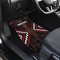 Maori Taiaha Whakairo Personalized Car Mats Red Poutama Motifs LT7 - Polynesian Pride