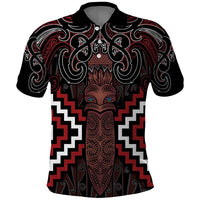Maori Taiaha Whakairo Personalized Polo Shirt Red Poutama Motifs LT7 Red - Polynesian Pride
