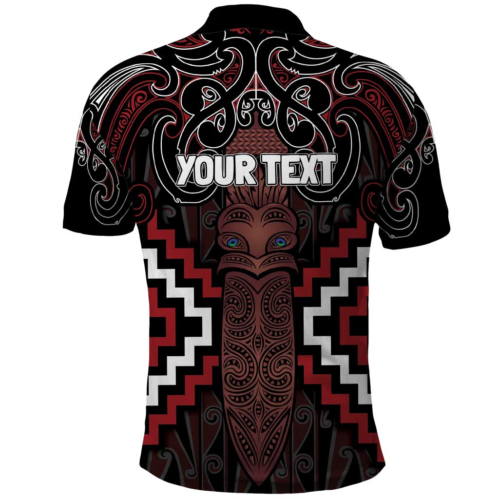 Maori Taiaha Whakairo Personalized Polo Shirt Red Poutama Motifs LT7 - Polynesian Pride
