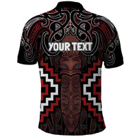 Maori Taiaha Whakairo Personalized Polo Shirt Red Poutama Motifs LT7 - Polynesian Pride