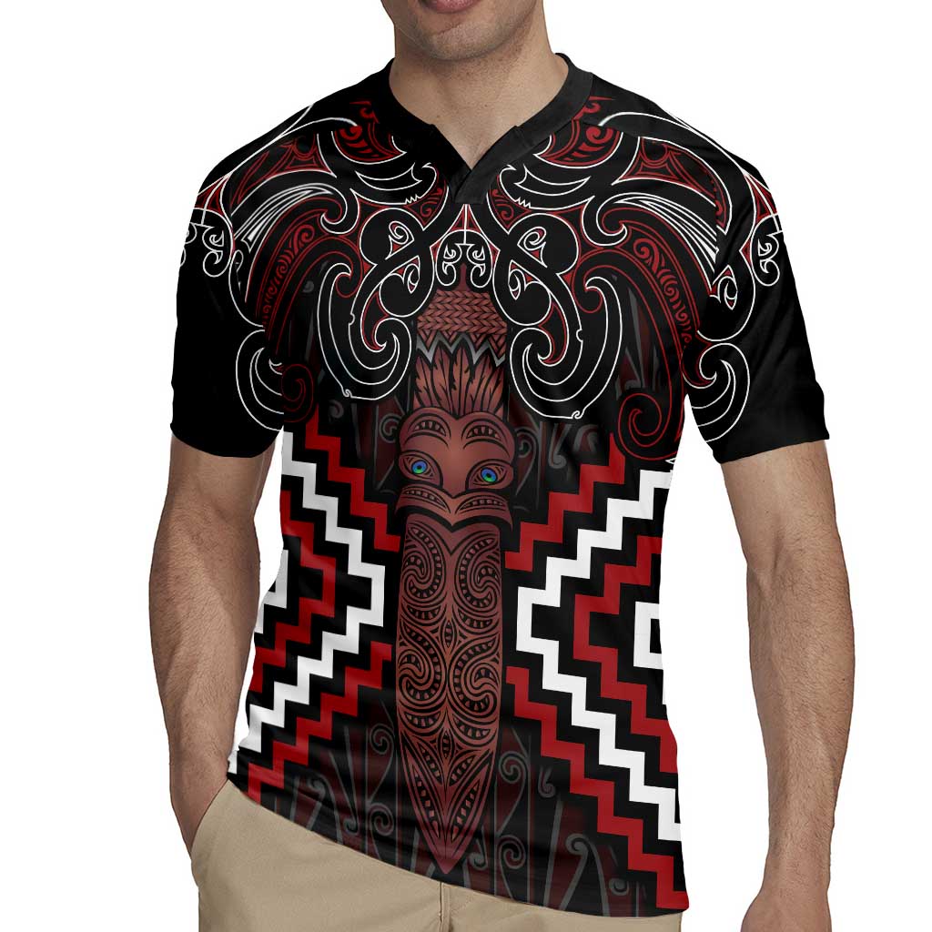 Maori Taiaha Whakairo Personalized Rugby Jersey Red Poutama Motifs LT7 - Polynesian Pride