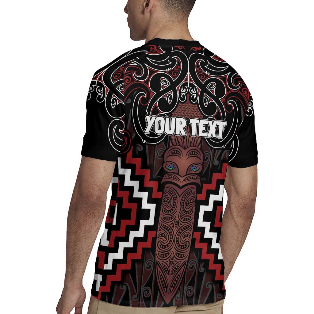 Maori Taiaha Whakairo Personalized Rugby Jersey Red Poutama Motifs LT7 - Polynesian Pride