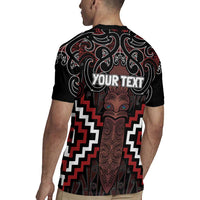Maori Taiaha Whakairo Personalized Rugby Jersey Red Poutama Motifs LT7 - Polynesian Pride