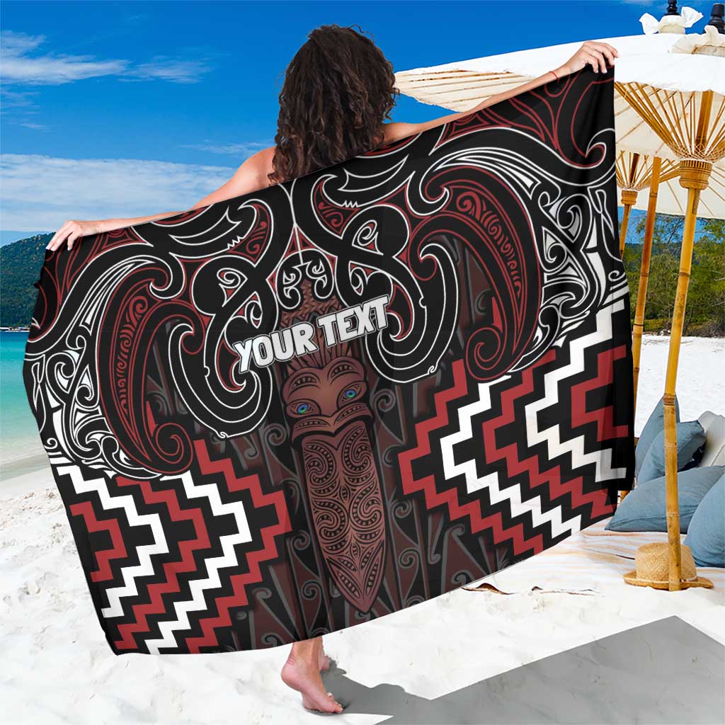Maori Taiaha Whakairo Personalized Sarong Red Poutama Motifs LT7 One Size 44 x 66 inches Red - Polynesian Pride