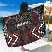 Maori Taiaha Whakairo Personalized Sarong Red Poutama Motifs LT7 One Size 44 x 66 inches Red - Polynesian Pride