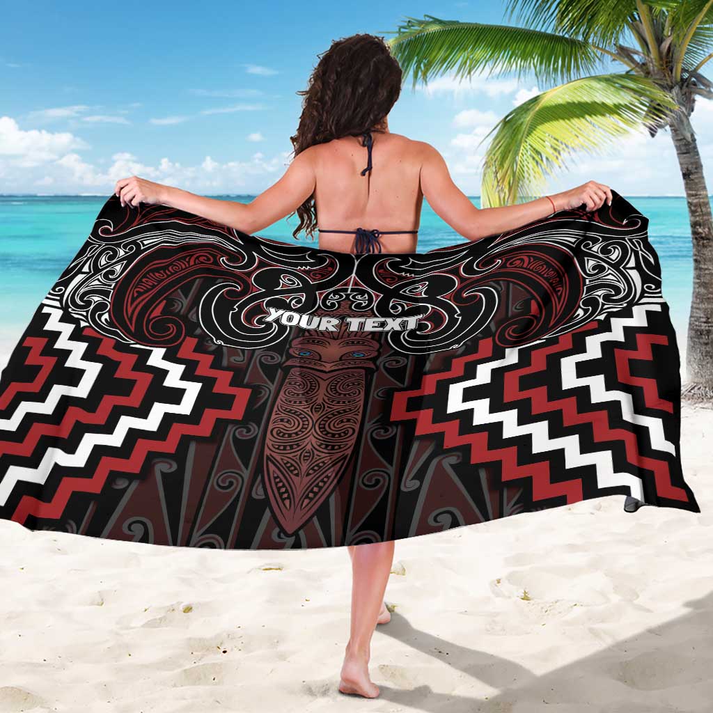 Maori Taiaha Whakairo Personalized Sarong Red Poutama Motifs LT7 - Polynesian Pride