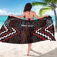 Maori Taiaha Whakairo Personalized Sarong Red Poutama Motifs LT7 - Polynesian Pride