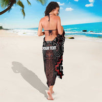 Maori Taiaha Whakairo Personalized Sarong Red Poutama Motifs LT7 - Polynesian Pride