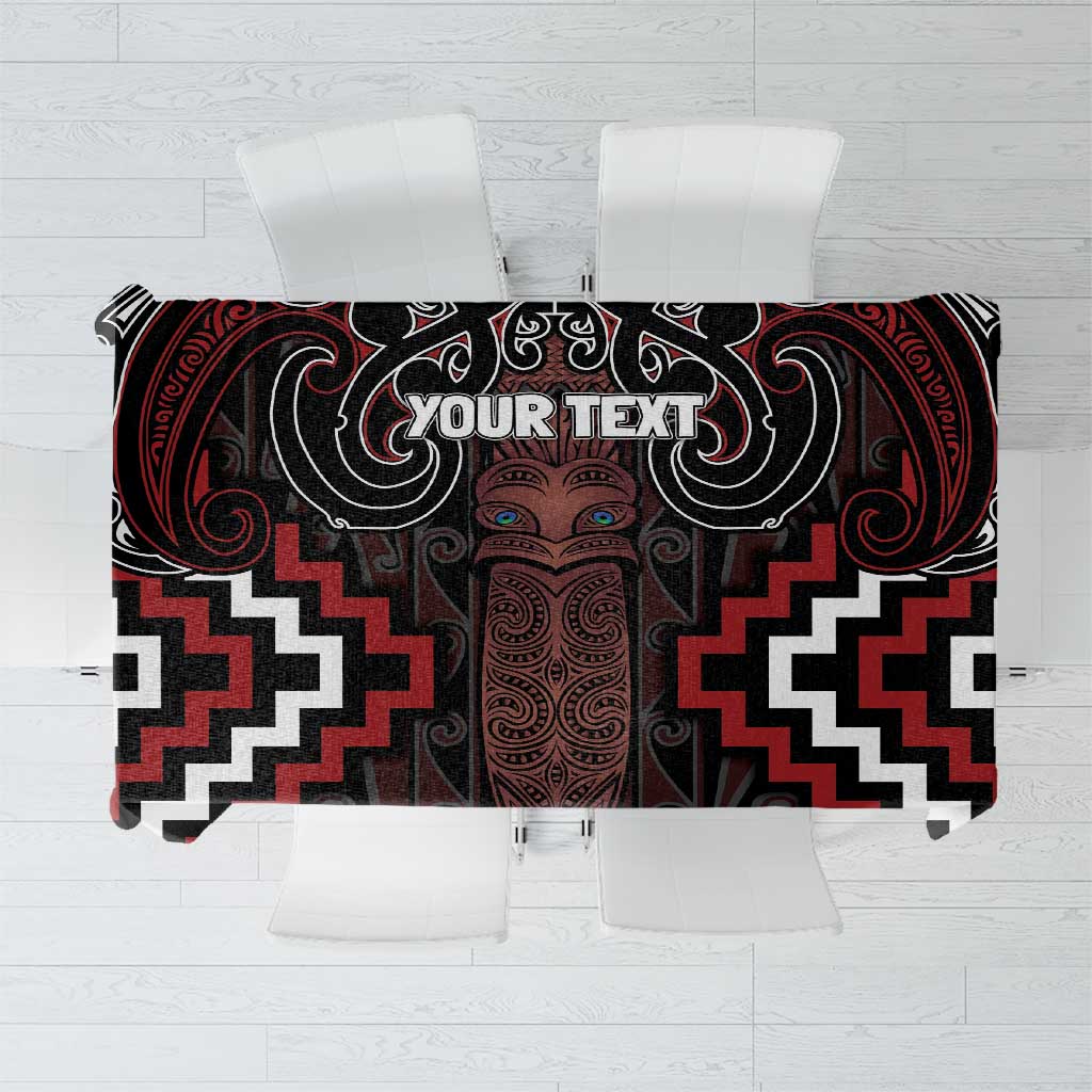 Maori Taiaha Whakairo Personalized Tablecloth Red Poutama Motifs LT7 Red - Polynesian Pride