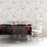 Maori Taiaha Whakairo Personalized Tablecloth Red Poutama Motifs LT7 - Polynesian Pride