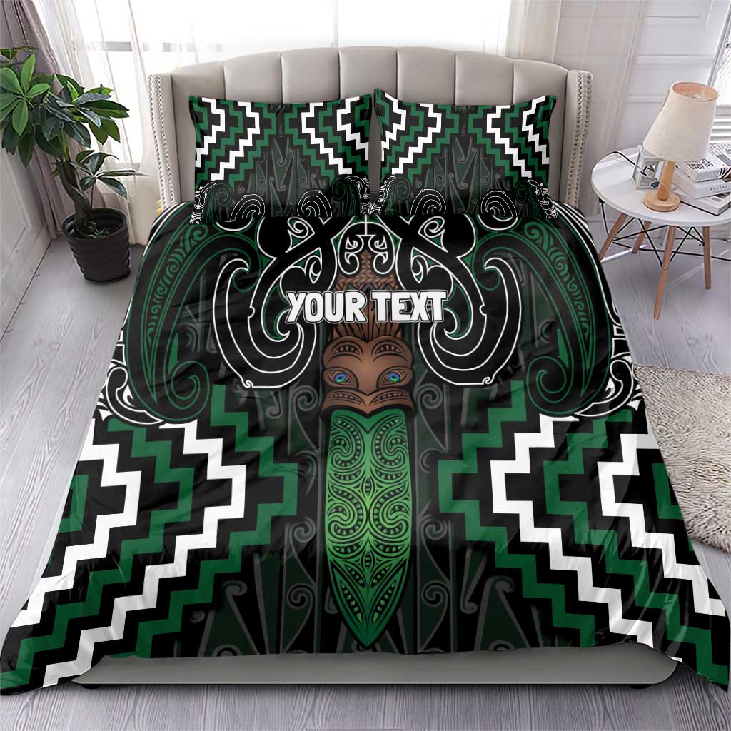 Maori Taiaha Pounamu Whakairo Personalized Bedding Set Jade Poutama Motifs LT7 - Polynesian Pride