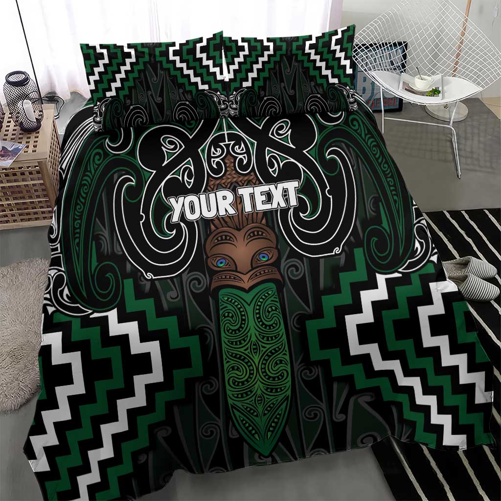 Maori Taiaha Pounamu Whakairo Personalized Bedding Set Jade Poutama Motifs LT7 - Polynesian Pride