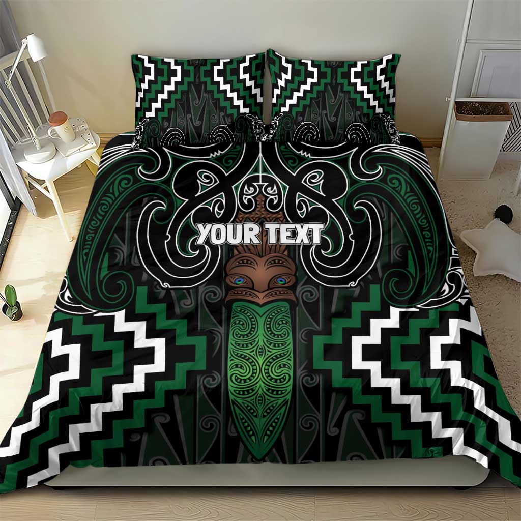Maori Taiaha Pounamu Whakairo Personalized Bedding Set Jade Poutama Motifs LT7 - Polynesian Pride