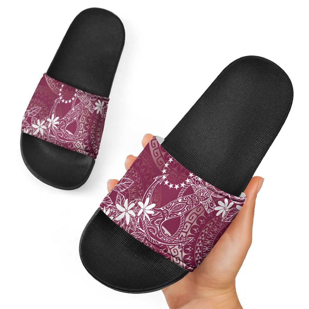 Maroon Kuki Airani Tapakau Slide Sandals Tribal Anchor Mix Tiare LT7 - Polynesian Pride