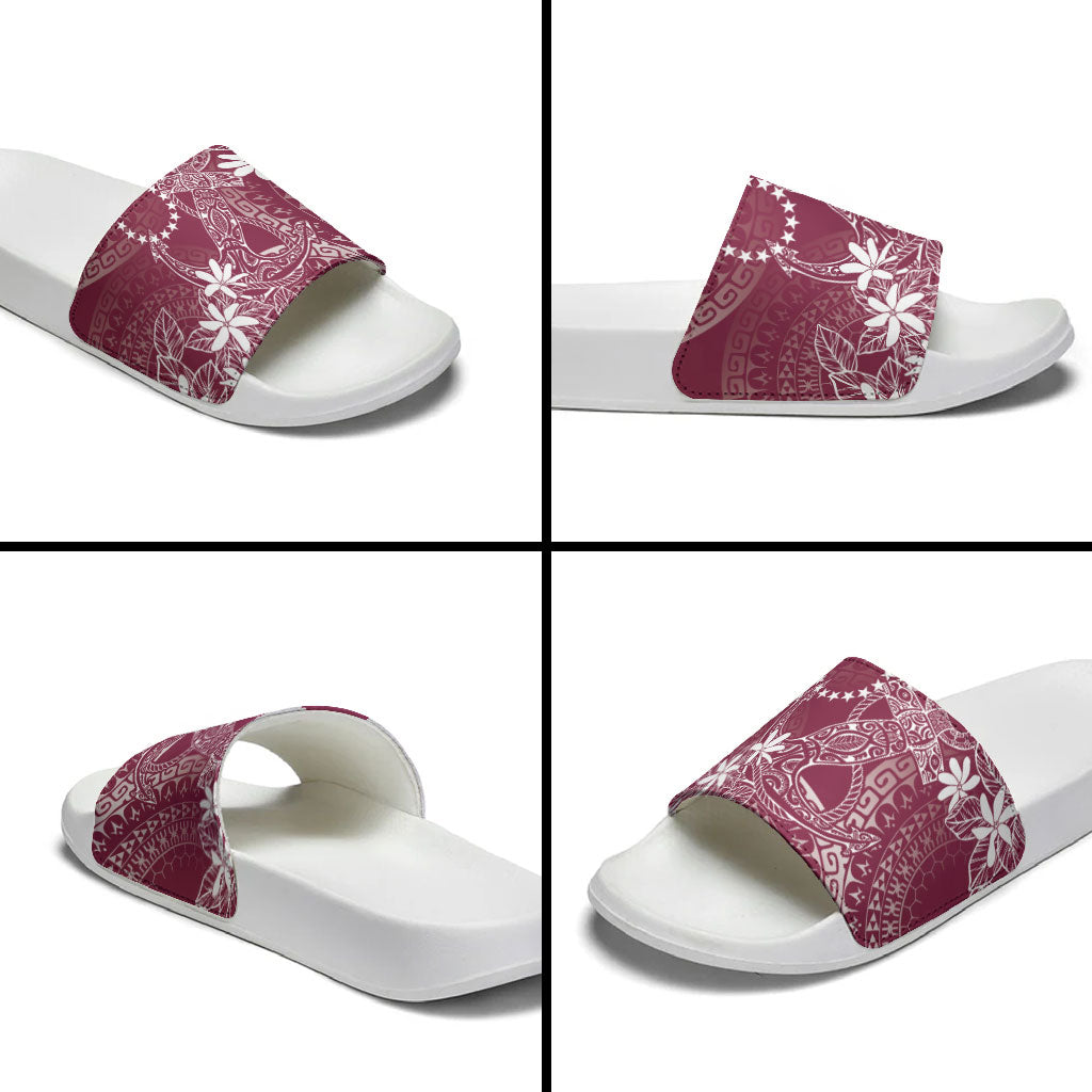 Maroon Kuki Airani Tapakau Slide Sandals Tribal Anchor Mix Tiare LT7 - Polynesian Pride