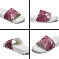 Maroon Kuki Airani Tapakau Slide Sandals Tribal Anchor Mix Tiare LT7 - Polynesian Pride