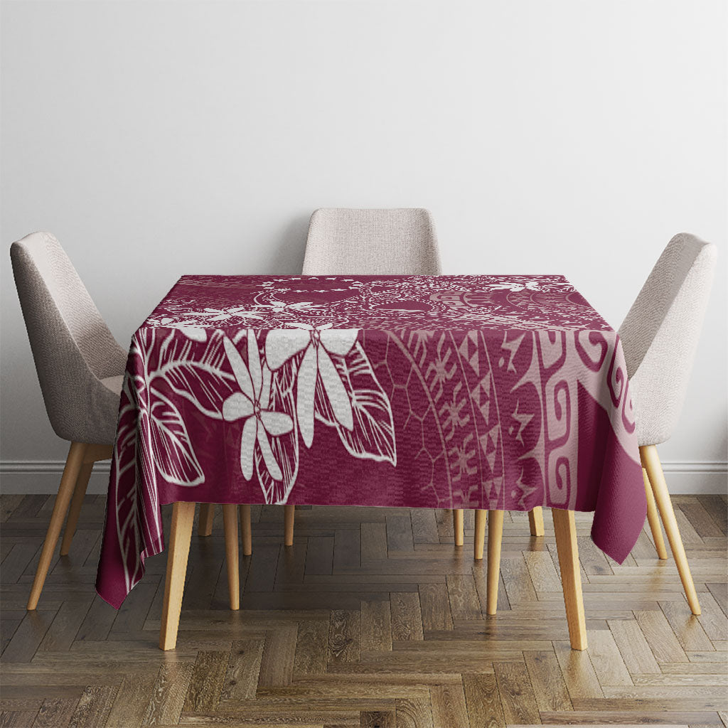 Maroon Kuki Airani Tapakau Tablecloth Tribal Anchor Mix Tiare LT7 - Polynesian Pride