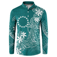 Teal Kuki Airani Tapakau Button Sweatshirt Tribal Anchor Mix Tiare LT7 Teal - Polynesian Pride