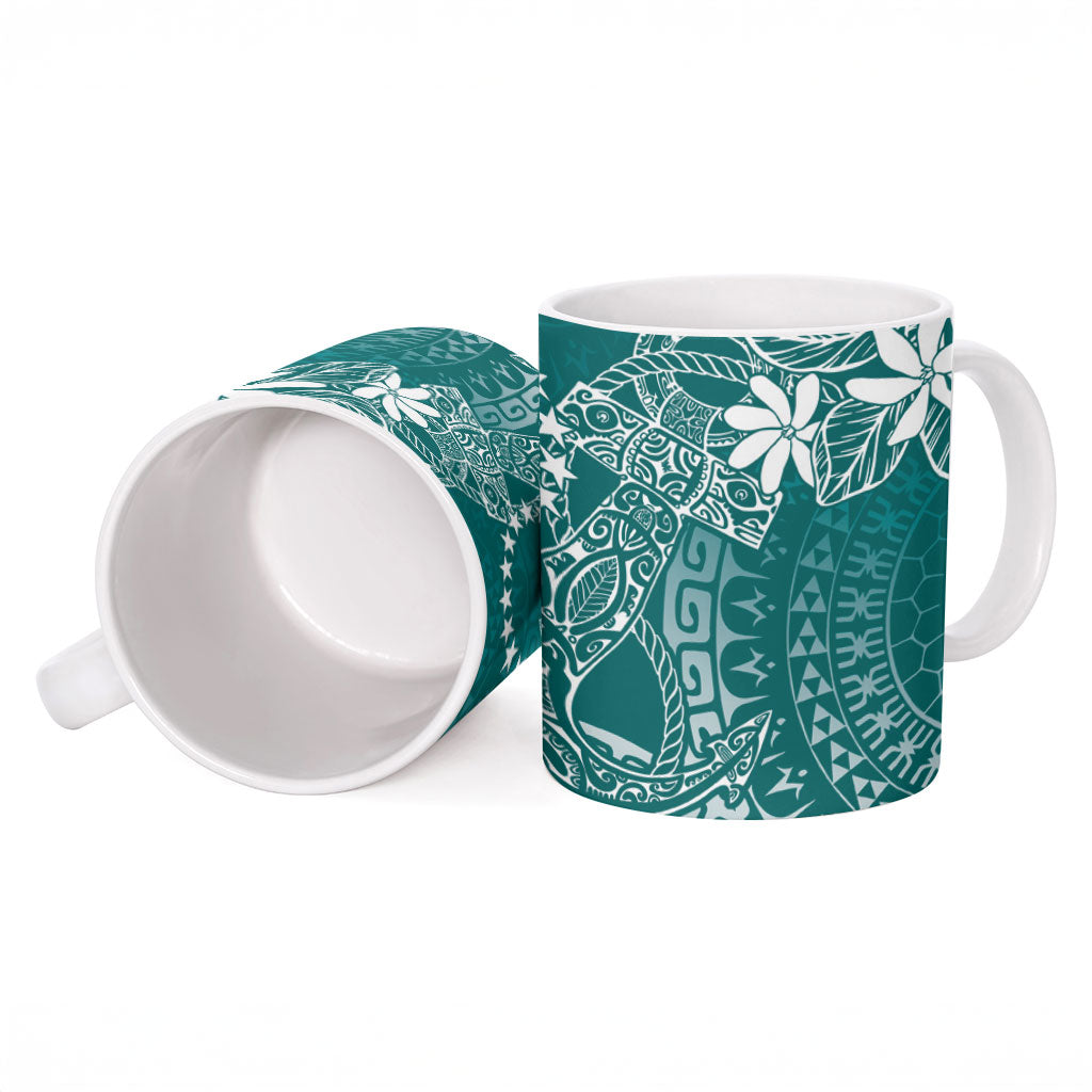 Teal Kuki Airani Tapakau Ceramic Mug Tribal Anchor Mix Tiare LT7 - Polynesian Pride