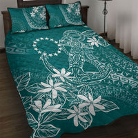 Teal Kuki Airani Tapakau Quilt Bed Set Tribal Anchor Mix Tiare LT7 Teal - Polynesian Pride