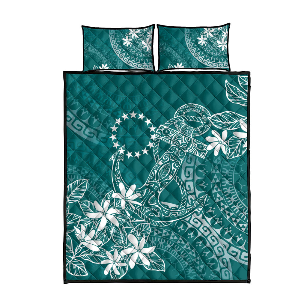 Teal Kuki Airani Tapakau Quilt Bed Set Tribal Anchor Mix Tiare LT7 - Polynesian Pride