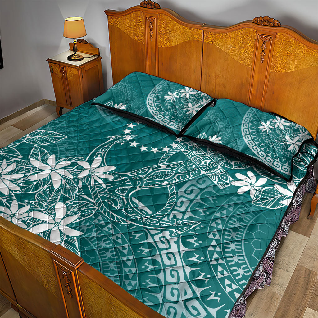 Teal Kuki Airani Tapakau Quilt Bed Set Tribal Anchor Mix Tiare LT7 - Polynesian Pride