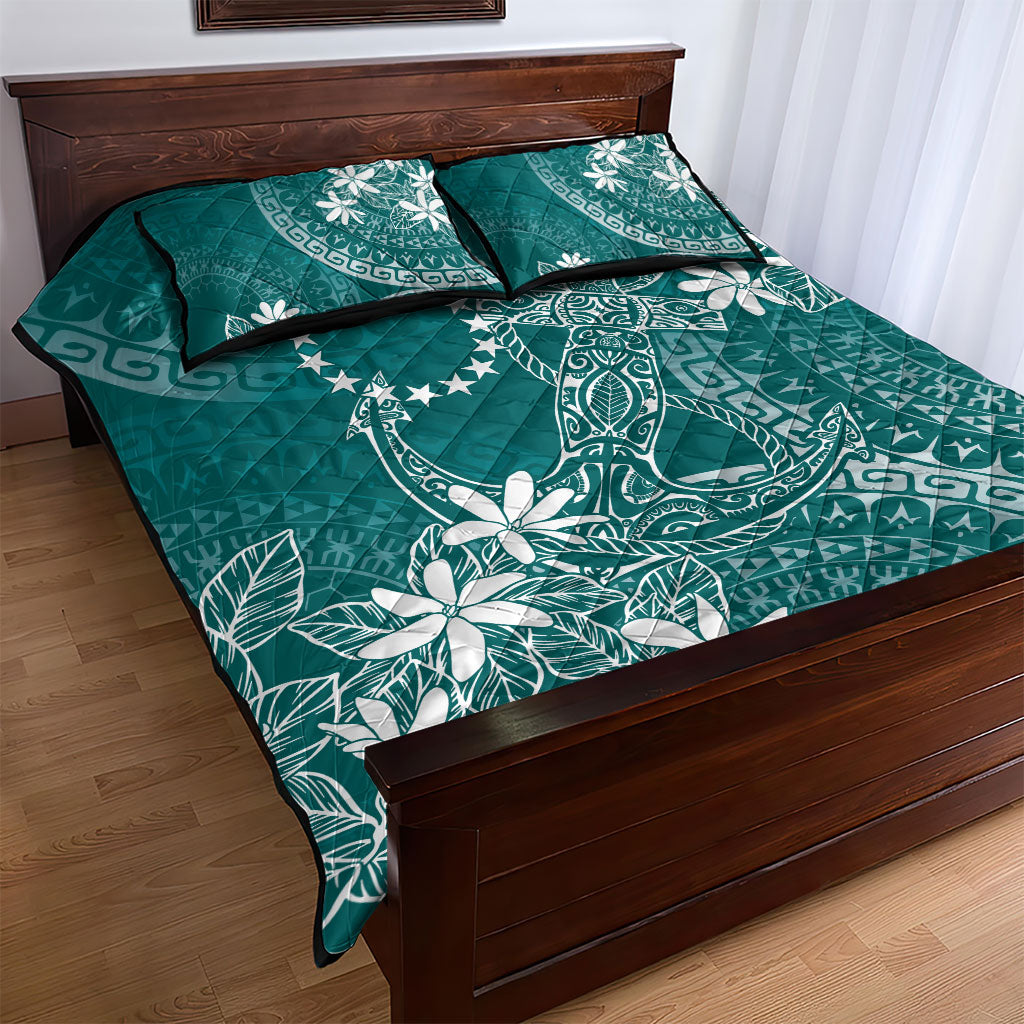 Teal Kuki Airani Tapakau Quilt Bed Set Tribal Anchor Mix Tiare LT7 - Polynesian Pride
