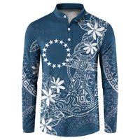 Navy Kuki Airani Tapakau Button Sweatshirt Tribal Anchor Mix Tiare LT7 Navy - Polynesian Pride