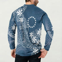 Navy Kuki Airani Tapakau Button Sweatshirt Tribal Anchor Mix Tiare LT7 - Polynesian Pride