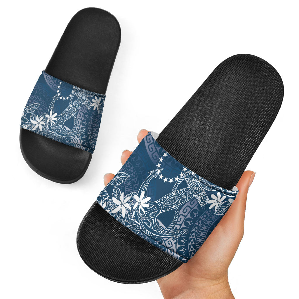 Navy Kuki Airani Tapakau Slide Sandals Tribal Anchor Mix Tiare LT7 - Polynesian Pride