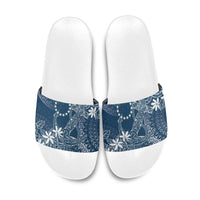 Navy Kuki Airani Tapakau Slide Sandals Tribal Anchor Mix Tiare LT7 Navy - Polynesian Pride