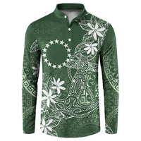 Sage Green Kuki Airani Tapakau Button Sweatshirt Tribal Anchor Mix Tiare LT7 Sage Green - Polynesian Pride
