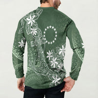 Sage Green Kuki Airani Tapakau Button Sweatshirt Tribal Anchor Mix Tiare LT7 - Polynesian Pride