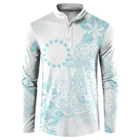 Turquoise Kuki Airani Tapakau Button Sweatshirt Tribal Anchor Mix Tiare LT7 Turquoise - Polynesian Pride