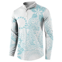 Turquoise Kuki Airani Tapakau Button Sweatshirt Tribal Anchor Mix Tiare LT7 - Polynesian Pride