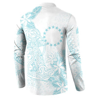 Turquoise Kuki Airani Tapakau Button Sweatshirt Tribal Anchor Mix Tiare LT7 - Polynesian Pride