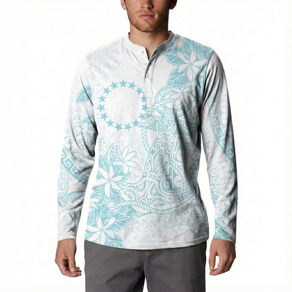 Turquoise Kuki Airani Tapakau Button Sweatshirt Tribal Anchor Mix Tiare LT7 - Polynesian Pride