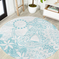 Turquoise Kuki Airani Tapakau Round Carpet Tribal Anchor Mix Tiare LT7 Turquoise - Polynesian Pride