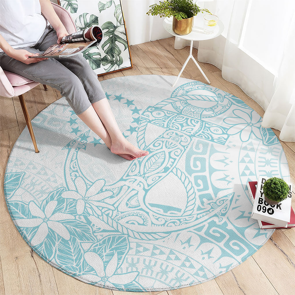 Turquoise Kuki Airani Tapakau Round Carpet Tribal Anchor Mix Tiare LT7 - Polynesian Pride