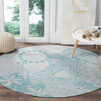 Turquoise Kuki Airani Tapakau Round Carpet Tribal Anchor Mix Tiare LT7 - Polynesian Pride