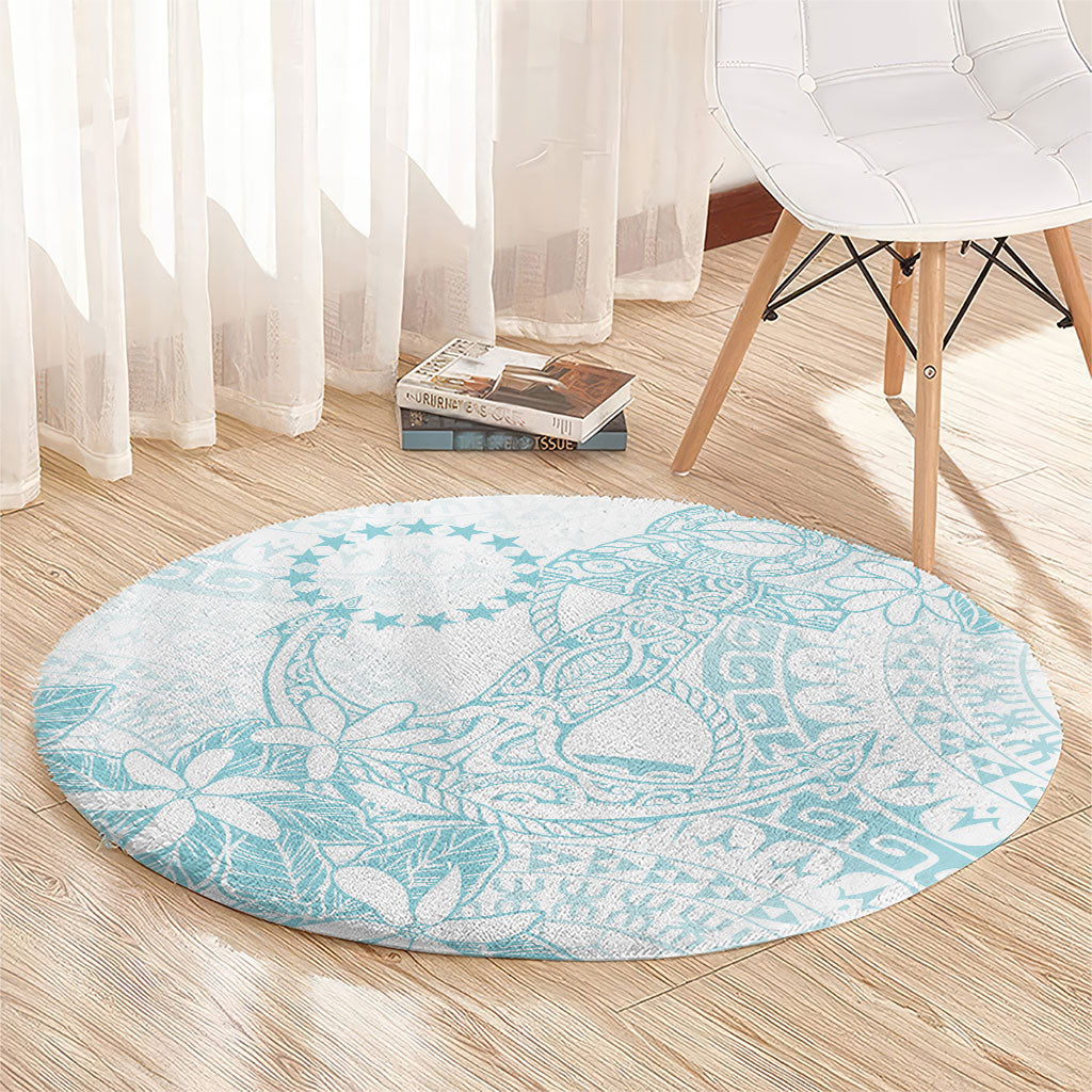 Turquoise Kuki Airani Tapakau Round Carpet Tribal Anchor Mix Tiare LT7 - Polynesian Pride