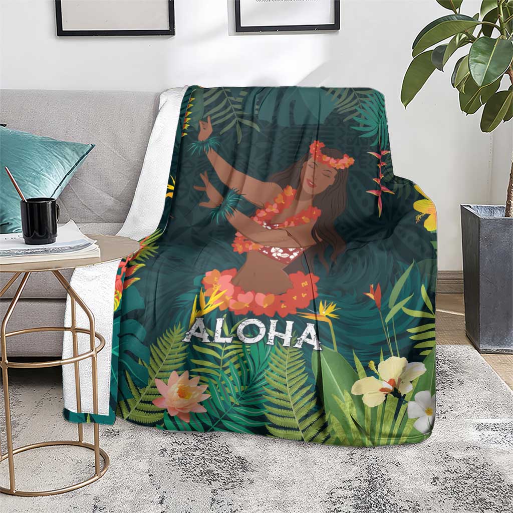 Hawaii Hula Girl Vintage Blanket Tropical Forest LT7 - Polynesian Pride