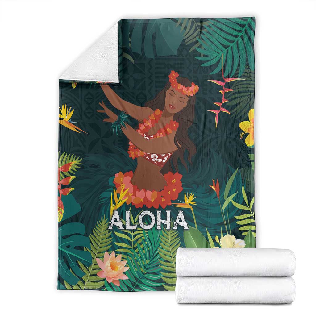 Hawaii Hula Girl Vintage Blanket Tropical Forest LT7 - Polynesian Pride