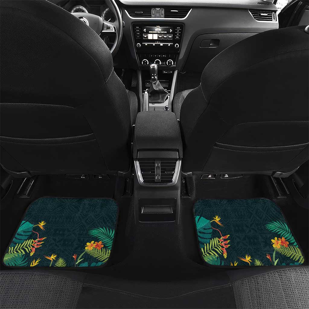 Hawaii Hula Girl Vintage Car Mats Tropical Forest LT7 Set 2pcs - Back Colorful - Polynesian Pride
