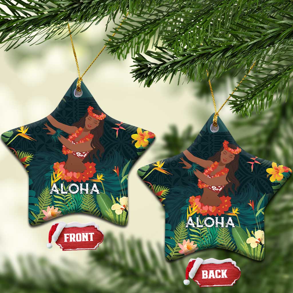 Hawaii Hula Girl Vintage Ceramic Ornament Tropical Forest LT7 Star Colorful - Polynesian Pride