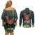 Hawaii Hula Girl Vintage Couples Matching Off Shoulder Short Dress and Long Sleeve Button Shirt Tropical Forest