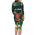 Hawaii Hula Girl Vintage Family Matching Long Sleeve Bodycon Dress and Hawaiian Shirt Tropical Forest