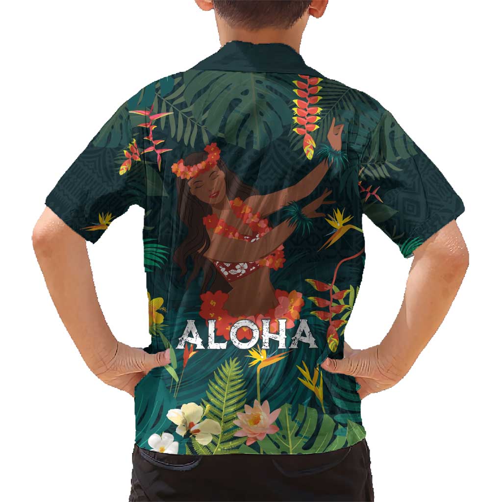 Hawaii Hula Girl Vintage Kid Hawaiian Shirt Tropical Forest LT7 - Polynesian Pride