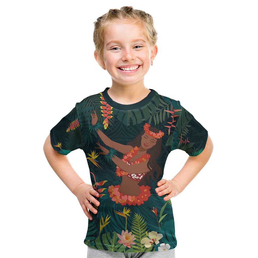 Hawaii Hula Girl Vintage Kid T Shirt Tropical Forest LT7 Colorful - Polynesian Pride