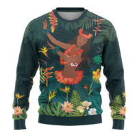 Hawaii Hula Girl Vintage Ugly Christmas Sweater Tropical Forest LT7 - Polynesian Pride